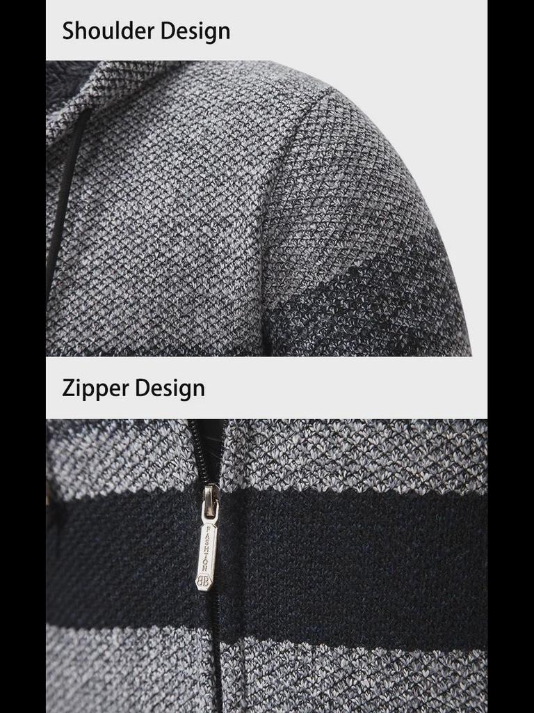 Cárdigan con capucha estilo coreano 2023 para hombre: manga larga, grueso, tendencia otoño/invierno.