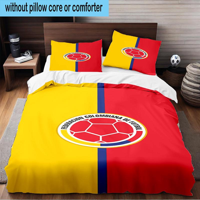 Colombian National Football Team 3PCS Bedding Set 2D Printing (Includes 1 Duvet Cover + 2 Pillowcases Coreless), Bedroom decor,Fan Gift