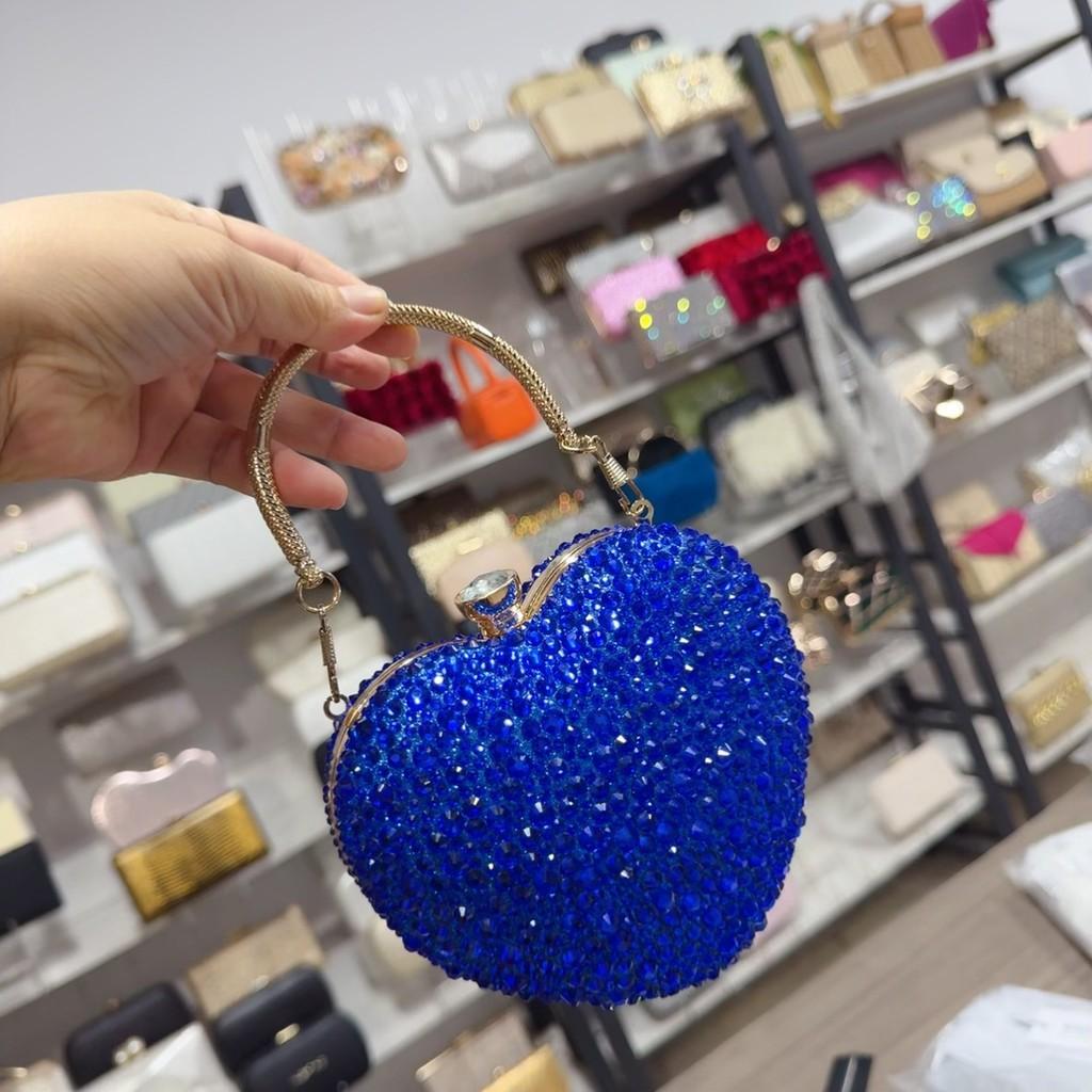 Acrylic Heart Shaped Mini Handbag With Rhinestones And Chain For Evening Wear