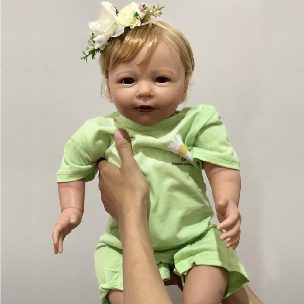 

BZDOLL 55 CM 3D-Paint Skin Soft vinyl Reborn Girl Baby Doll Toy Like Real 22 Inch Princess Toddler Lisa Dress Up cloth body doll