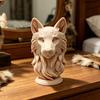 3D Printed Wolf Head Figurine, Realistic Wolf Head Statue with Round Base, Wild Animal Head Sculpture for Home Office Bookshelf