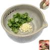Handmade Garlic Grater Herb Bowl, Herb Bowl for Garlic, Ceramic Garlic Grater, Multi-functional Design Herb Stripper Tool with Grater for Sauces, Mari