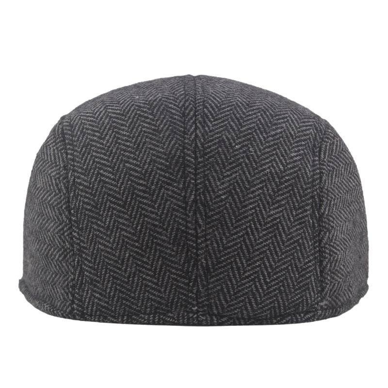 tweed newsboy hat peaked cap herringbone fully sealed forward hat men's autumn and winter thermal beret