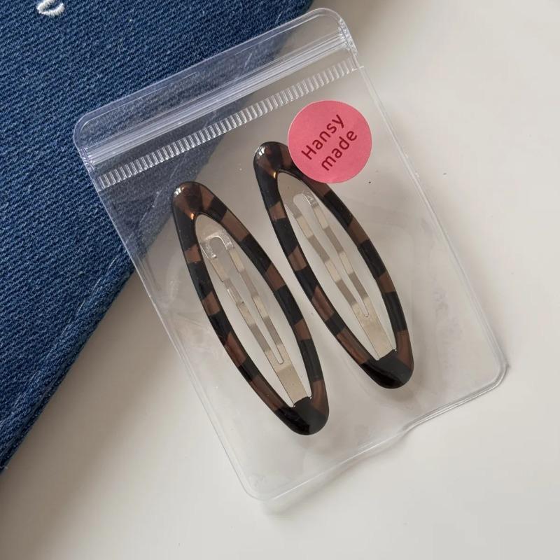 2 Pcs Fashion Hair Clips for Women Leopard Print Dripping Oil Water Drop BB Clip Bangs Clip New Cute Girl Oval Hairpin Edge Clip