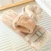 Fashion Suede Women Fleece Gloves Thick Warm Touch Screen Cycling Mittens Windproof Cold Protection Outdoor Ski Gloves