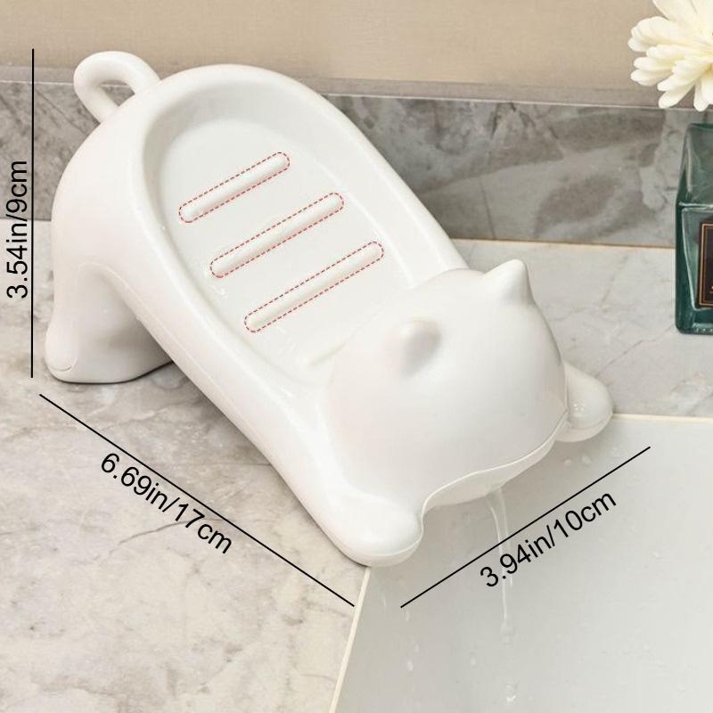 1pc Cartoon Cute Cat Soap Box Creative Soap Box Storage Rack Sanitary Drain Box Water Bath Bathroom