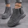 New summer couple high-top platform casual shoes season men's outdoor zipper short boots one-pedal lazy shoes