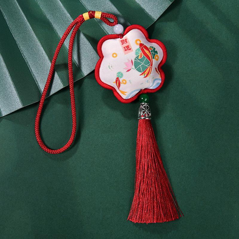 Ancient Style Embroidered Dragon Boat Festival Sachet with Tassel - Chinese Pendant Purse Ornament