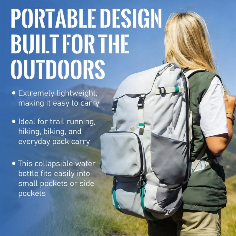 Folding Outdoor Water Bottle With Builted In Filter Light Weight Portable Water Bottle For Hiking Camping And Sports