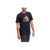 Adidas Gold Logo Printed Round Neck Sports Short Sleeve T-Shirt Men T-Shirt Dark-Blue HE4790