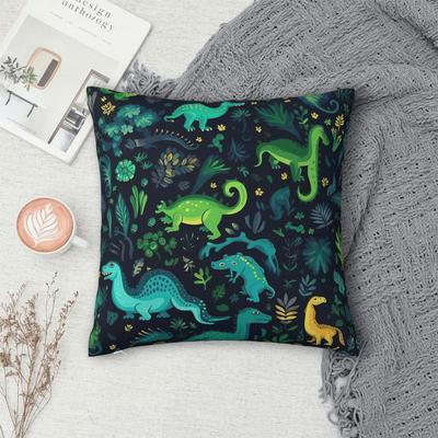 Dinosaur Animal Cartoon Pattern Square Pillowcase Pillow Cover Cushion Zip Decorative Comfort Throw Pillow for Home Living Room
