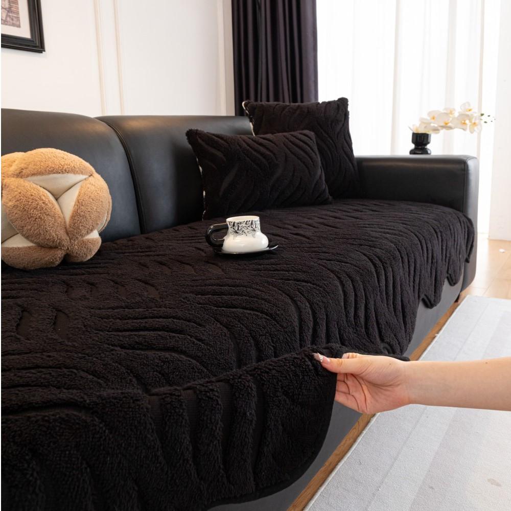 Solid Sofa Cushion Winter Plush Non-Slip Sofa Throw Cover Soft Fuzzy Furniture Protector Couch Pad Irregular Fleece Thick Mats