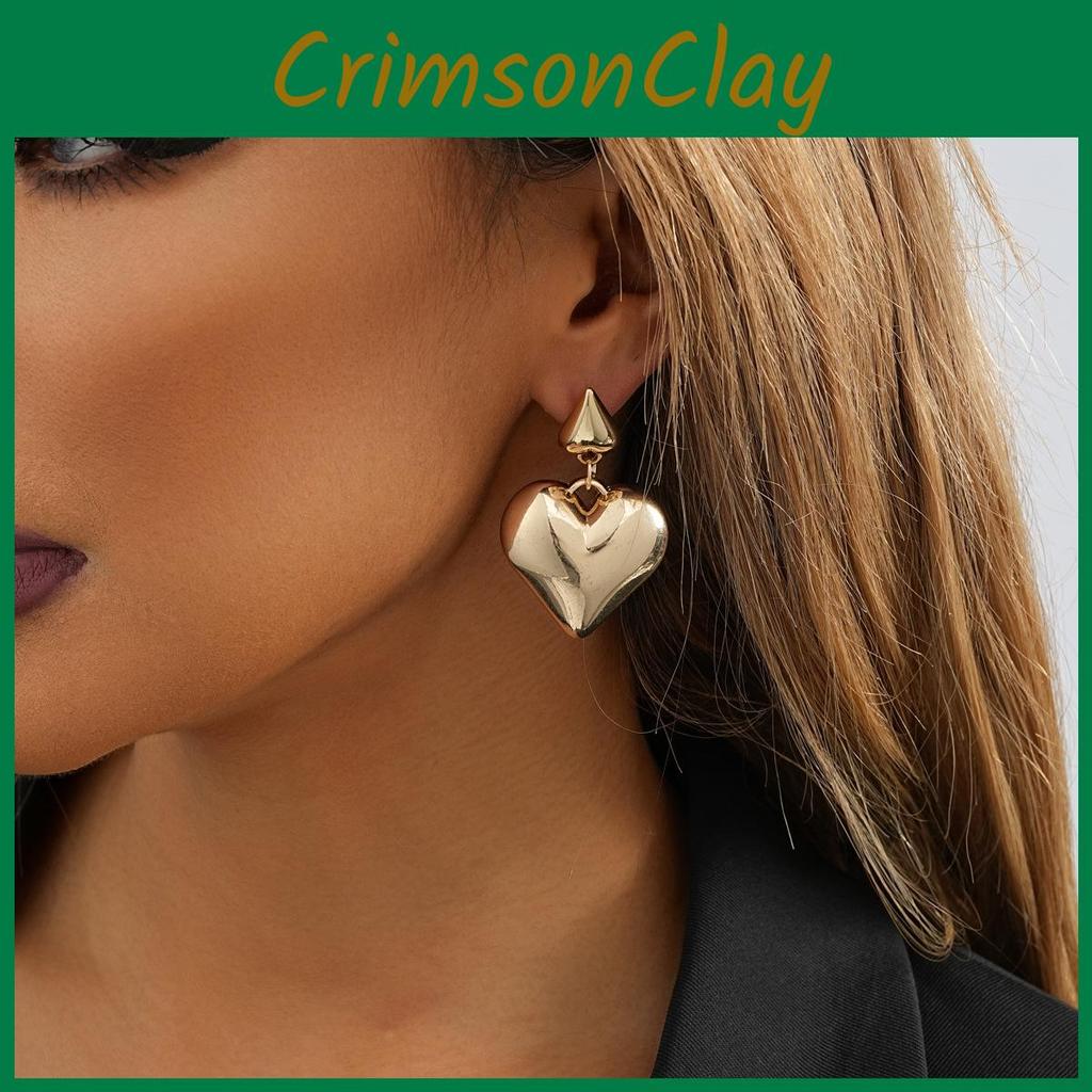 Gold Trendy 2023 Heart Earrings Stylish Zinc Alloy Womens Fashion Winter