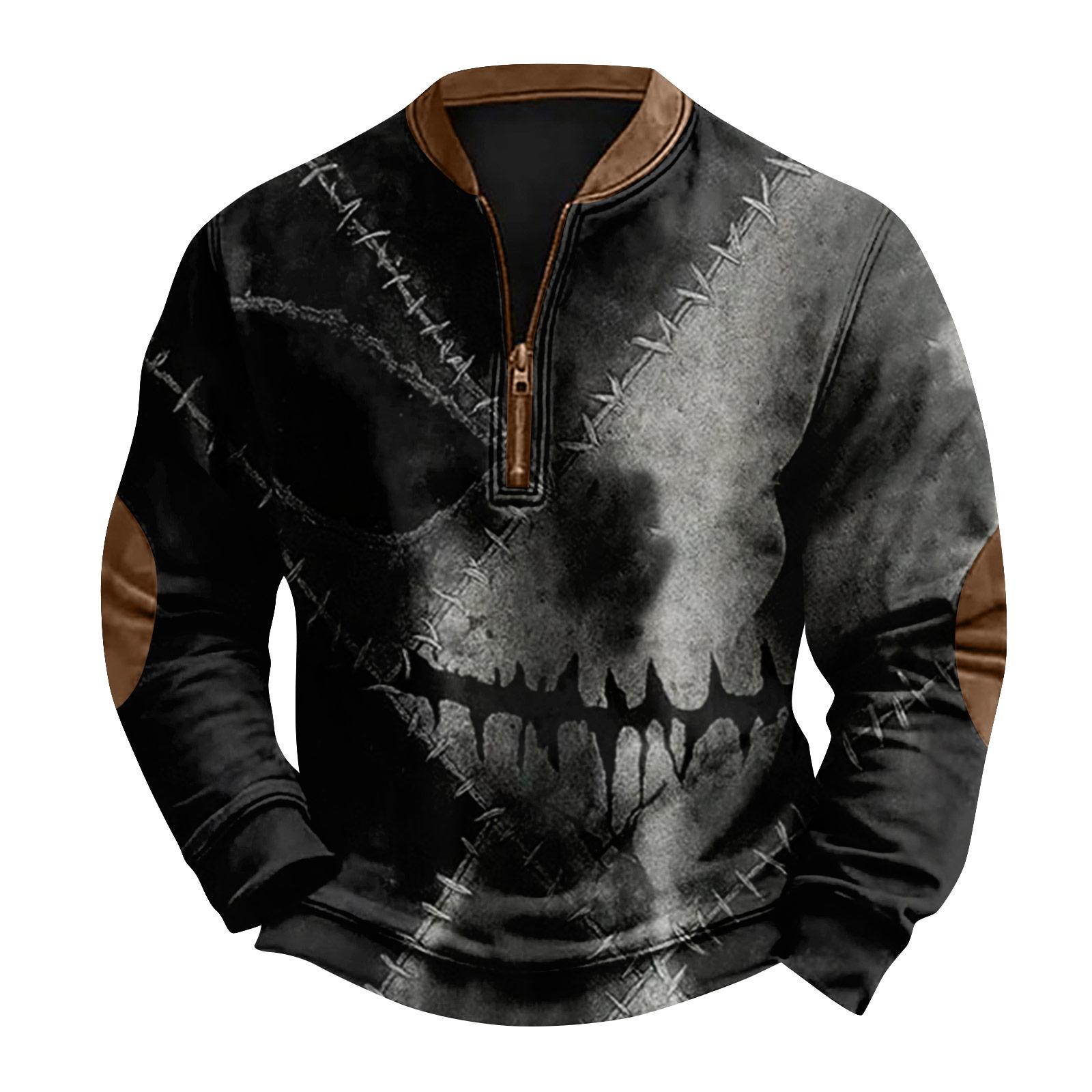 

Мужская повседневная модная рождественская принтованная толстовка без капюшона, широкая мужская свободная толстовка с капюшоном и воротником-стойкой M