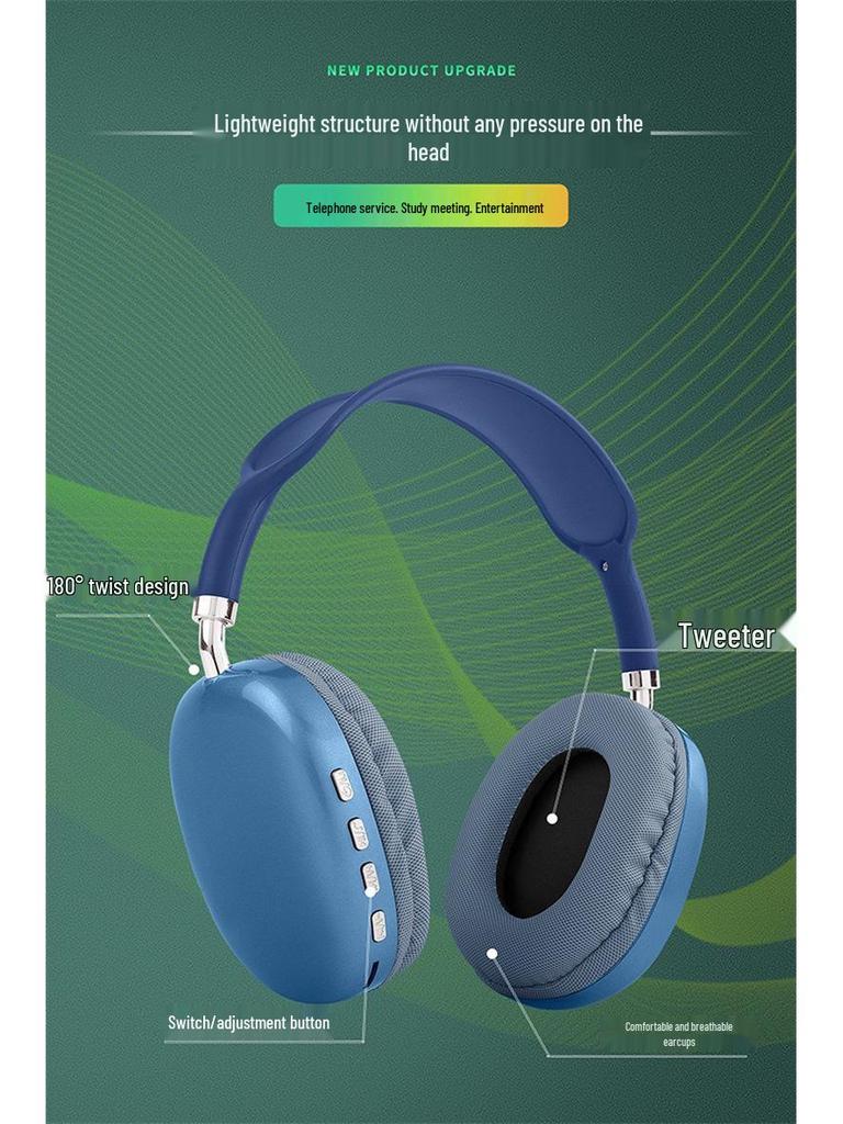 P9 Bluetooth Over-Ear Wireless Headphones: Sports, Gaming, Heavy Bass, Minimalist Style.