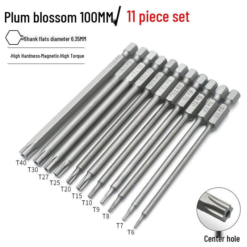 Plum Blossom S2 Magnetic Flower Shape Hex Socket Bit Set for Electric Screwdrivers & Drills