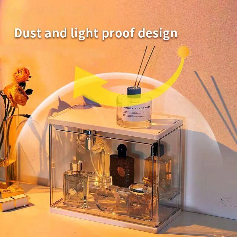 Perfume Storage Box Large Capacity Transparent Makeup Storage Box Multi-functional Desktop Organizer