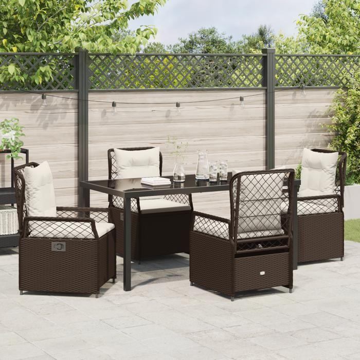 VidaXL Ensemble de Salle à Manger de Jardin 5 pièces Brun Rattan Poly 3380991