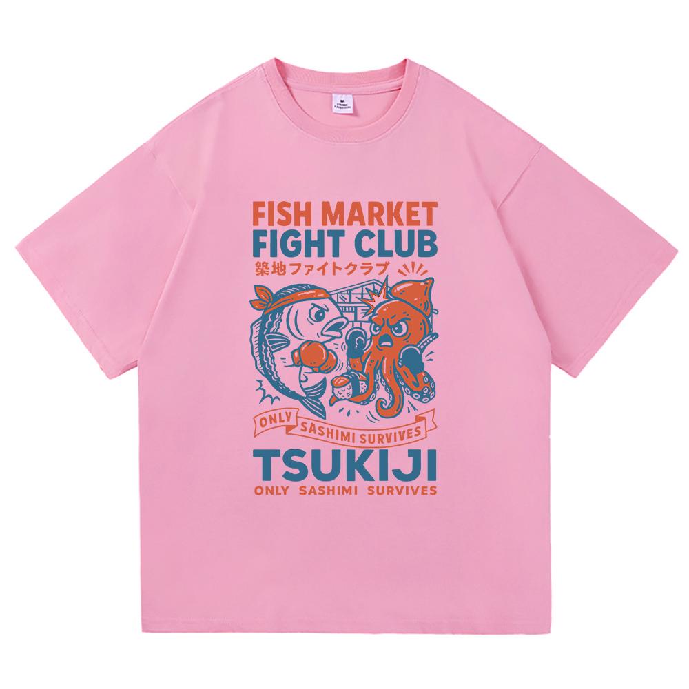 Funny Fish Market Fight Club T Shirt 2025 Fashion Men/women Clothing Vintage Harajuku High Quality Clothes Cotton Tshirts