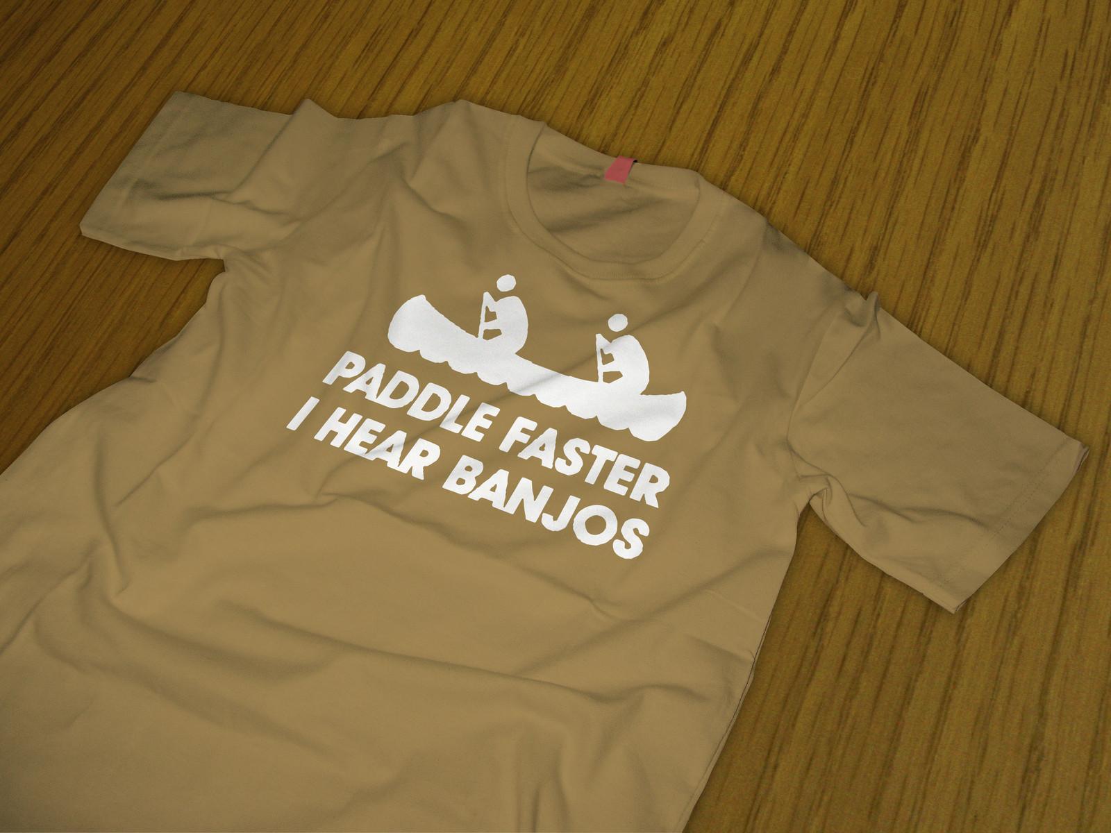 Deliverence T Shirt Paddle Faster I hear Banjos hillbilly canoe boating XL