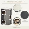 Cat tree scratching barrel with 3 levels, chipboard, velvety polyester, sisal, grey+white, 40x40x74cm