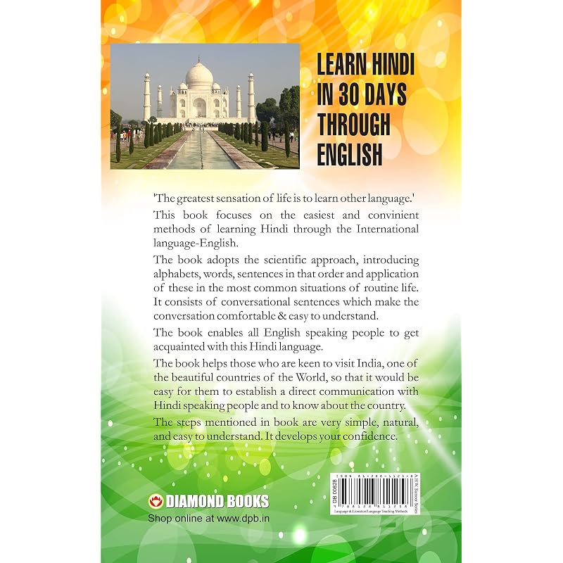 Lerne Hindi in Tagen durch englisches Buchformat: 21,5x14x1,5 cm., Text auf Englisch und