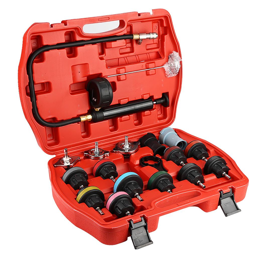 18pcs Universal Car Water Tank Leak Tester Cooling System Detector Tool Kit