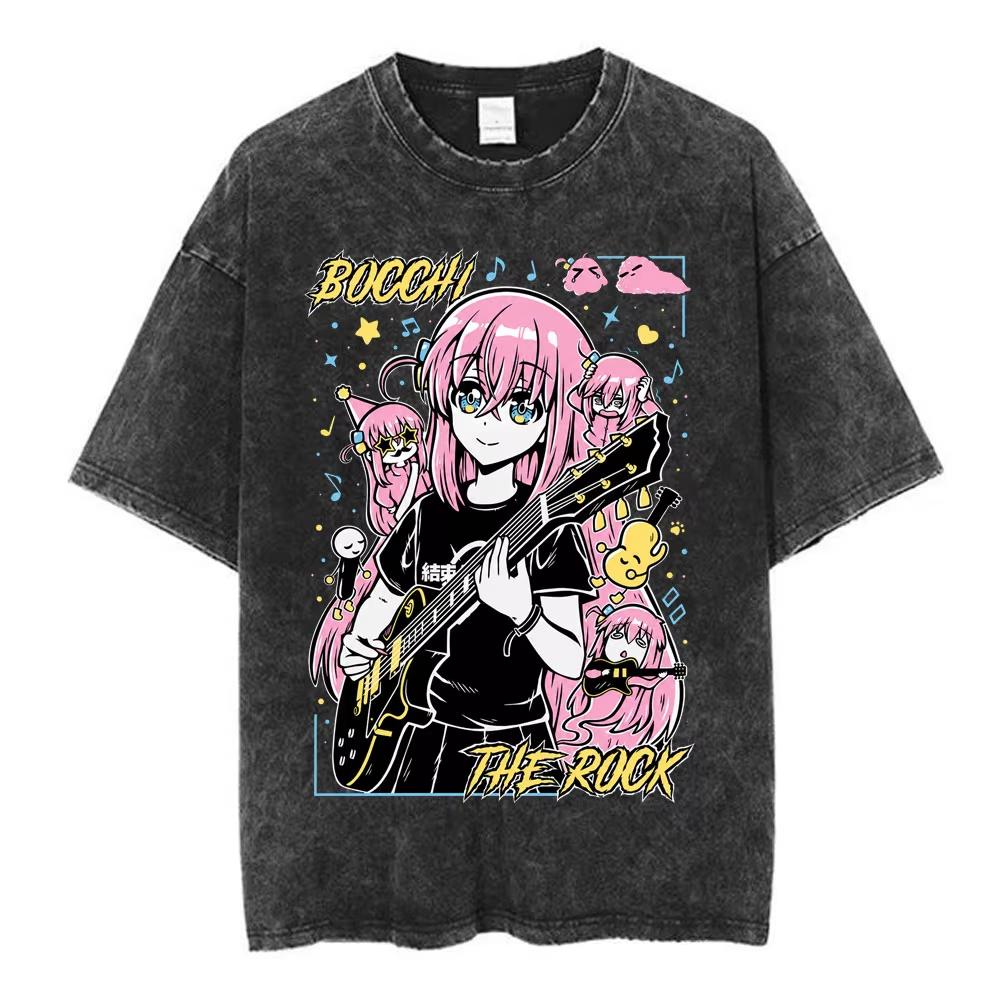 2026 Estate Saldo Estivo Vintage Lavato Anime Bocchi The Rock Gotoh Hitori Kessoku Band Maglietta Uomo Donna Maglietta Oversize Vintage