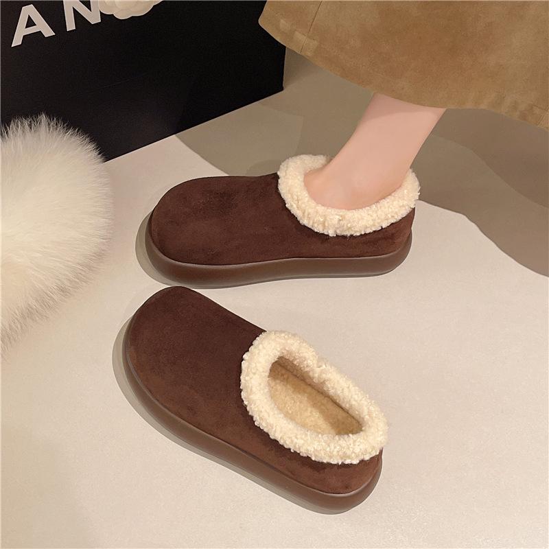 Women's Fashion Lightweight Height-enhancing Soft Sole Winter Warm One-step Fur One Snow Boots Velvet Lined Non-slip Casual Sports Cotton Boots