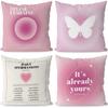 Modern Ins Style Pink Girl's Heart Pillow Case Nordic Linen Cushion Sofa Bedside Pillow