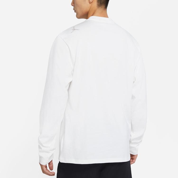 Jordan Spliced Pocket Reflective Print Crew Neck Long Sleeve T-Shirt Men Tops White DN2050-100