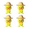 Angry Little Yellow Duck Figurine 4Pcs 3D Printed Figurines, Mini Grumpy with Straw Hat, Compact Ornament for Monitor Stand Cute Cross-Arms
