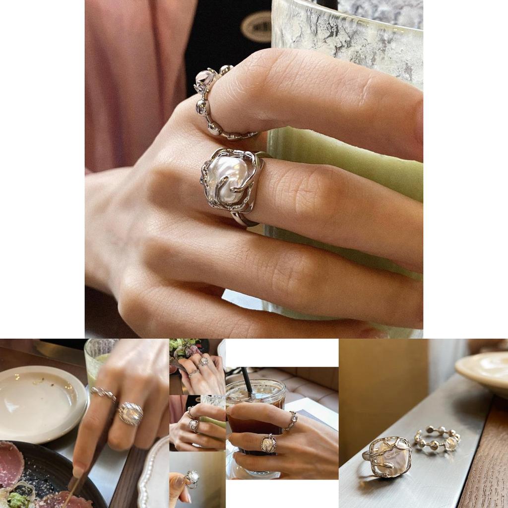 Chic 2023 Ins Style Retro Baroque Pearl Ring For Women Fashion Jewelry Accessory