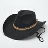 Western Cowboy Hat Jazz Hat Panama Hat Sun Hat Felt Wide Brim Fedora Decorative Rolled Hat
