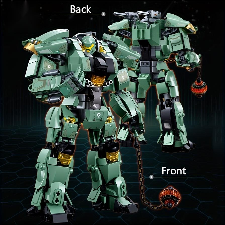 Green Warrior Robot With Chain Hammer Building Blocks Toy Model Boy Gift