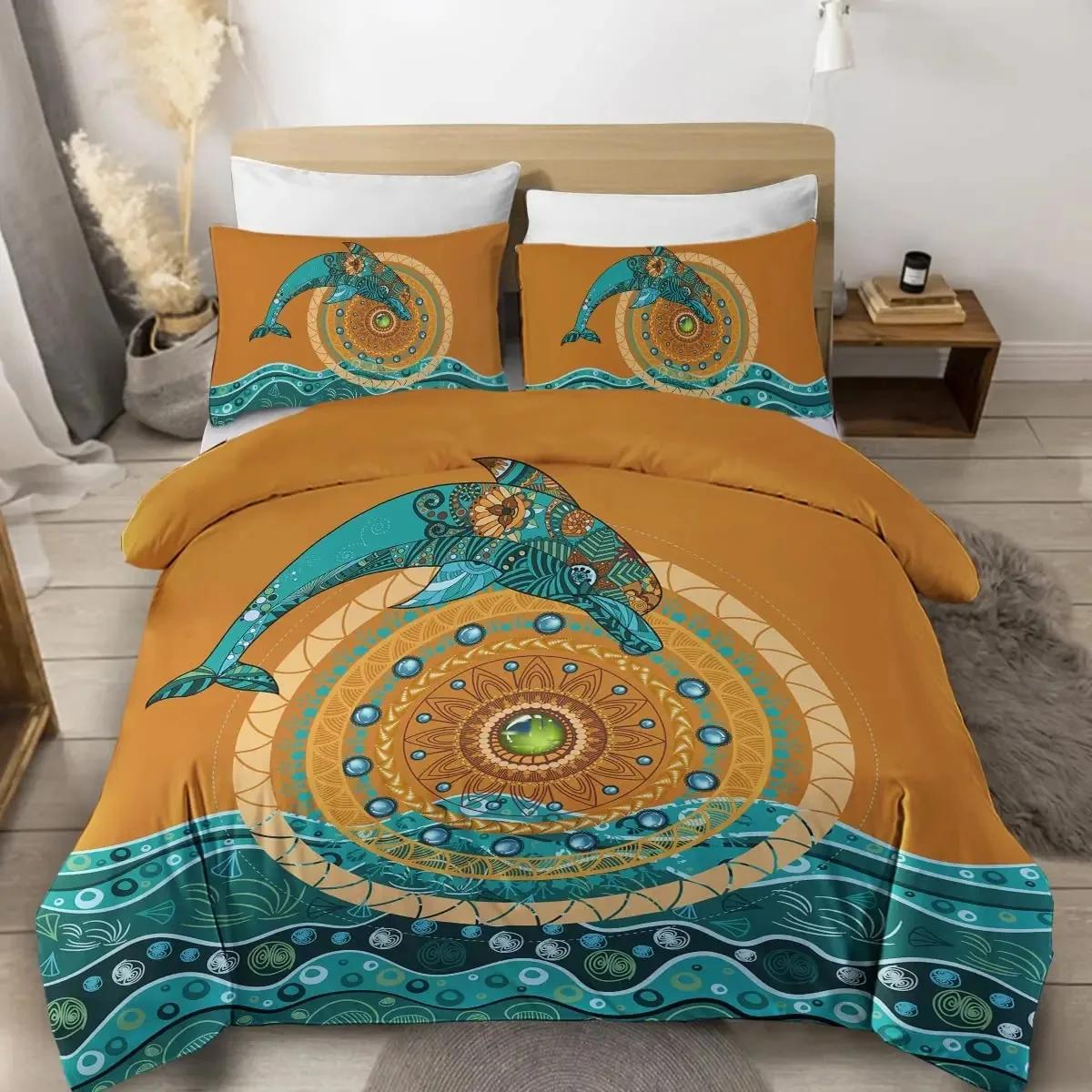 

Killer Whale Nautical Ocean Whale Tie Dye Comfortable Duvet Quilt Cover Pillowcase Bedding Set Bedroom Decoration Home Textile 70x133cm