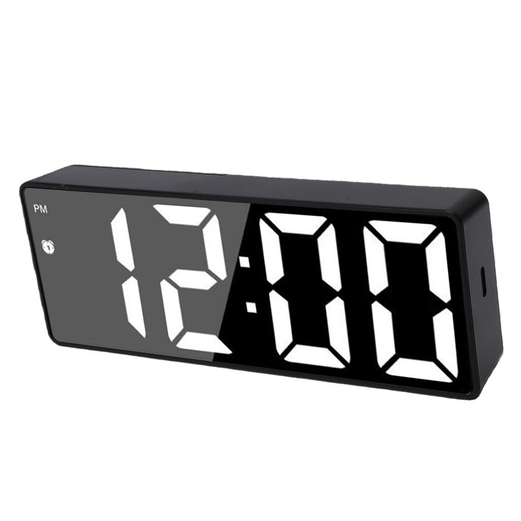 LED Mirror Alarm Clock Smart Digital Clock with Voice Control Multifunction Large Display Silent Movement