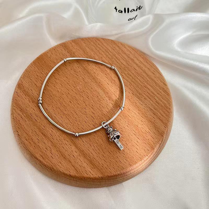Personalized Retro Box Chain Bracelet - Elegant Silver, Versatile Japanese-Korean Inspired Couple's Jewelry for Women
