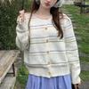 Spring new color striped hollow round neck knitted cardigan retro literary top jacket wear
