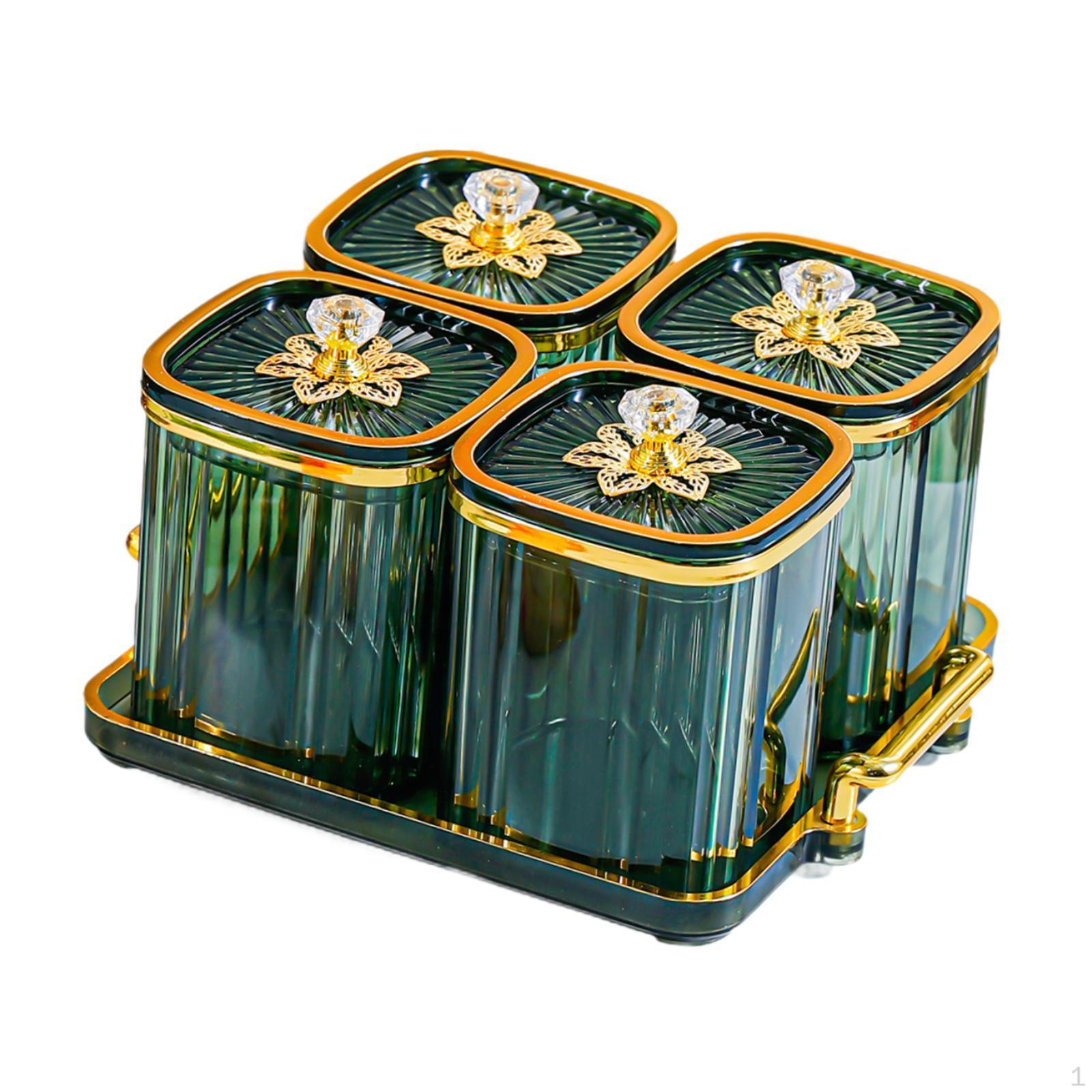 Сухофрукты закуска контейнер для специй с подносом контейнер для приправ для свадьбы Green 4 grid 1980₽