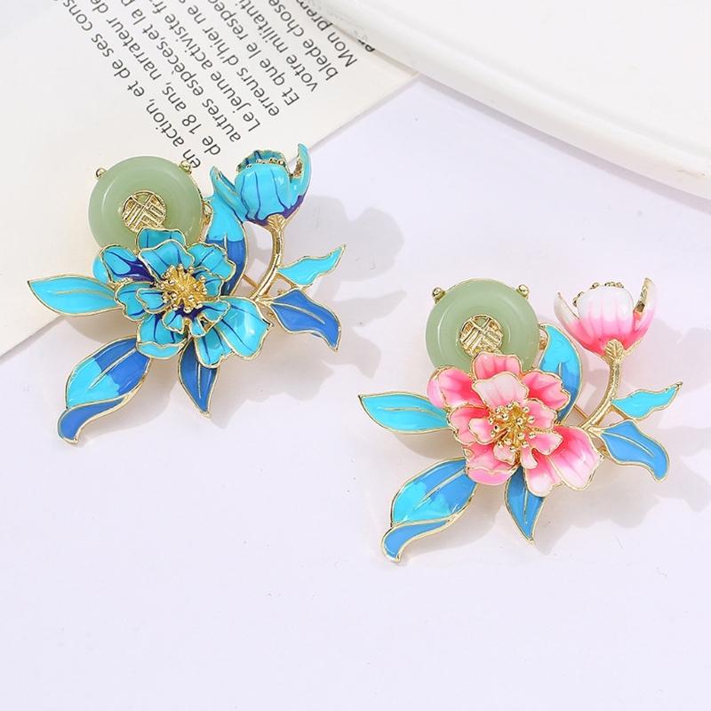 Delicate Women's Peony Brooch Pin with Enamel Finish and Pearls Accent Adds Elegant Charm to Any Stylish Look Styles