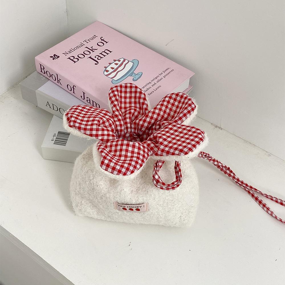 Storage Bag Plush Flower Drawstring Bag Korean Style Small Crossbody Bag Phone Bag Student