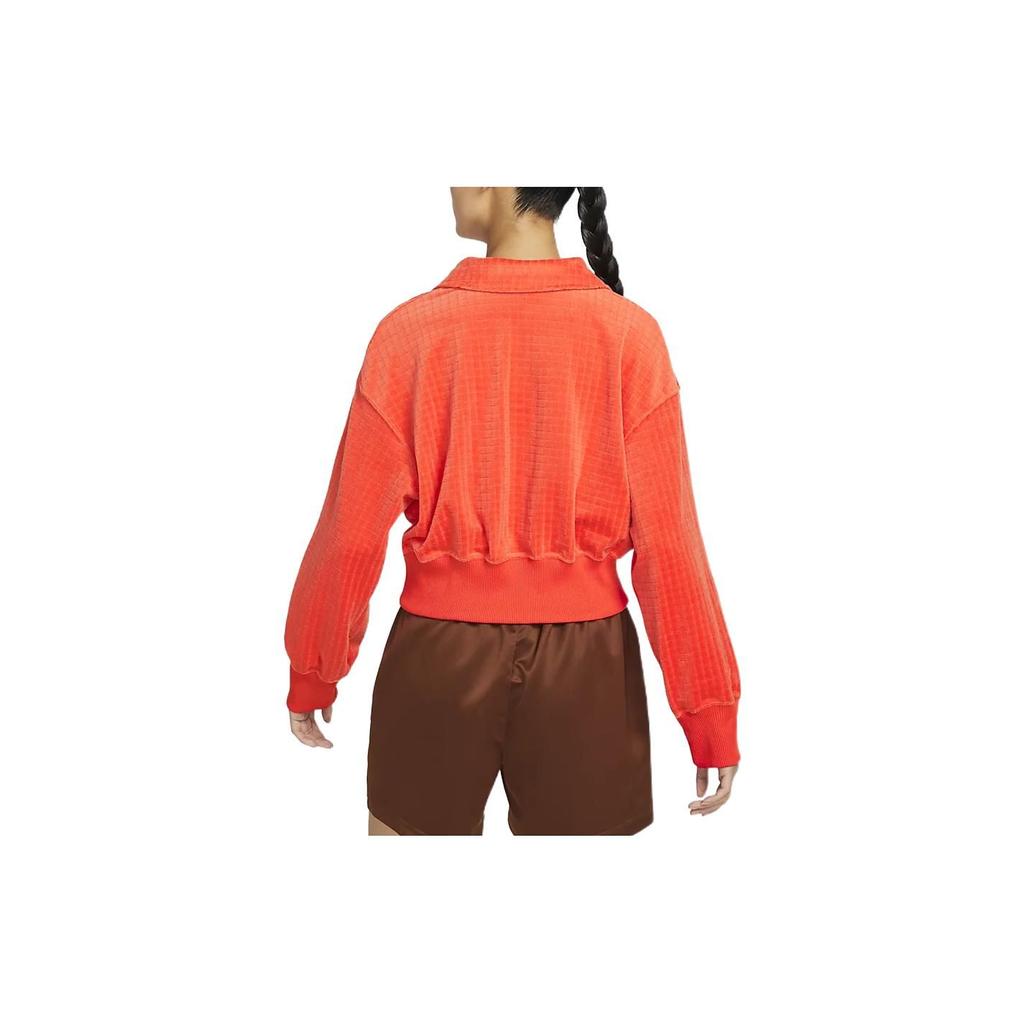 Nike Solid Color Logo Short Pullover Hoodie Women Tops Passion-Red DV7815-633