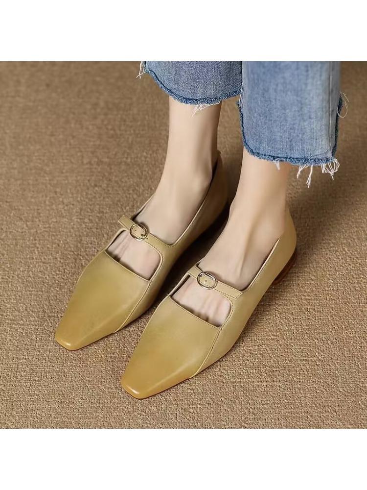 Fashion The New Small Square Toe Flat One-button Single Shoes From French Marie Jean for Summer 2025