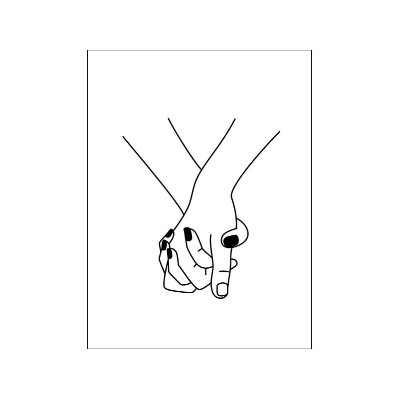 

Nordic Modern Minimalist Cartoon Abstract Lovers Hand in Hand Picture Canvas Painting Wall Art Poster and Print for Home Decor 21cm×30cm NoFrame