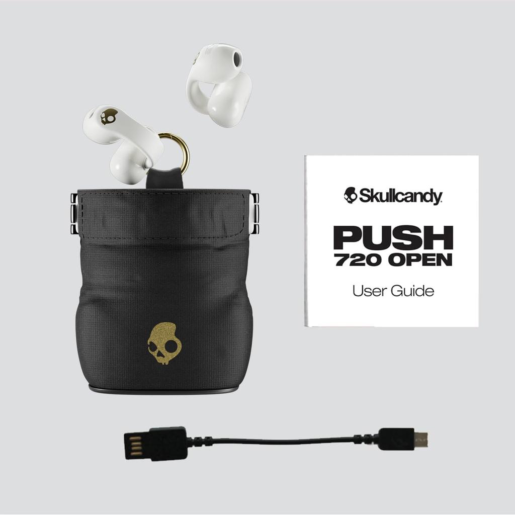 Skullcandy Official Store Push 720 OPEN Wireless IP67 and Battery Fast Wireless Charging Carabiner Clear Voice Smart App LE AUDIO Original WHITE