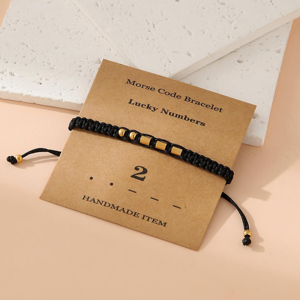 Handwoven Morse Code Number Flat Knot Bracelet Unisex Fashion Accessory