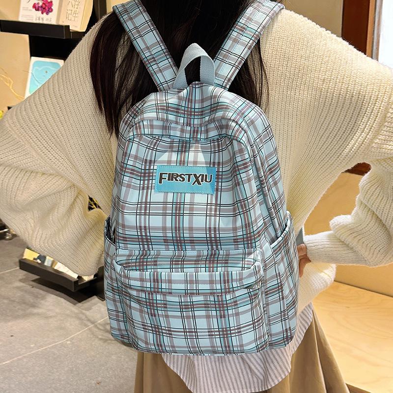 Winter New Plaid Junior High School Student Schoolbag Women's Fashion, Large-capacity High School Student Backpack Fashion