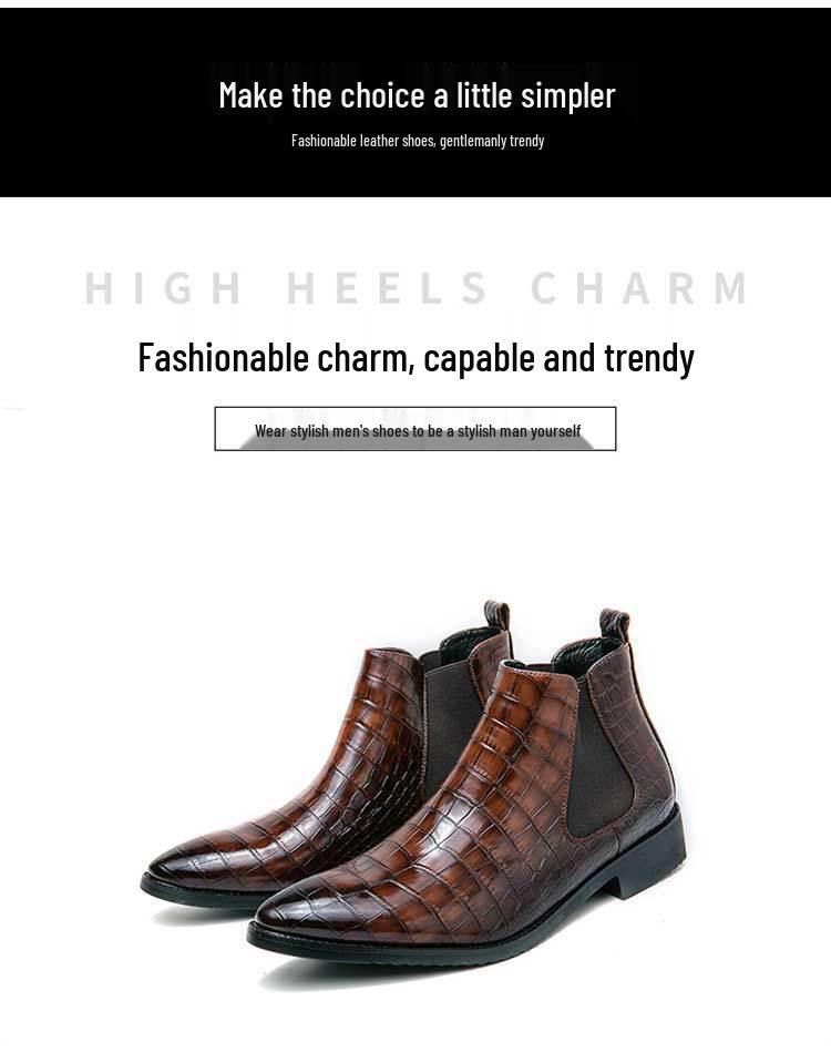 Men's Korean Style Pointed Toe High Top Leather Boots with Zipper - Autumn/Winter Collection