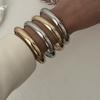 4 Stück/Set Einfache Runde Armreif-Sets Punk Hip Hop Herren Gold Silber Farbe Geometrische Breite Armreifen Für Frauen Armband Geschenk Schmuck